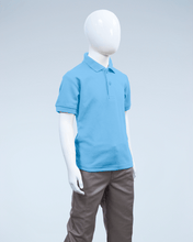 Load image into Gallery viewer, Children's light blue pique polo shirt
