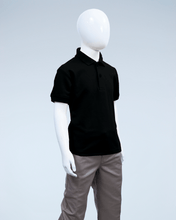 Load image into Gallery viewer, Children's black pique polo shirt

