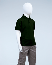 Load image into Gallery viewer, Children's forest green pique polo shirt
