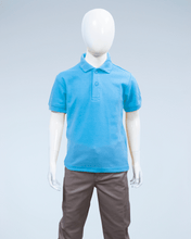 Load image into Gallery viewer, Children's light blue pique polo shirt
