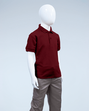 Load image into Gallery viewer, Children's maroon pique polo shirt
