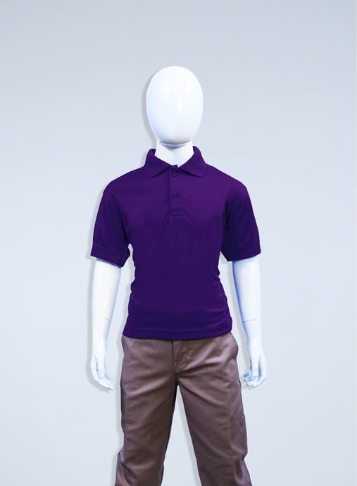 Children's purple polyester polo