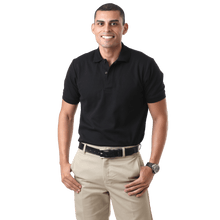 Load image into Gallery viewer, Men's black pique polo
