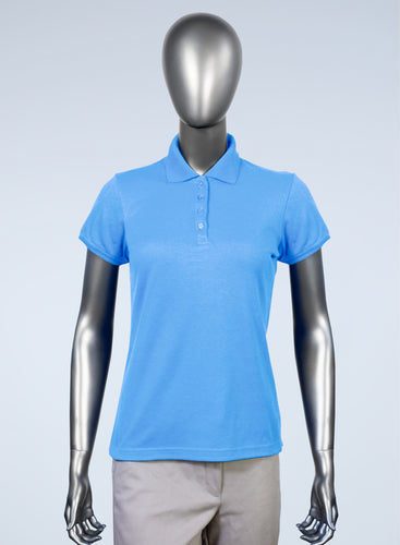 WoMens light blue pique polo