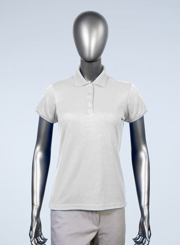 Women's White Pique Polo 